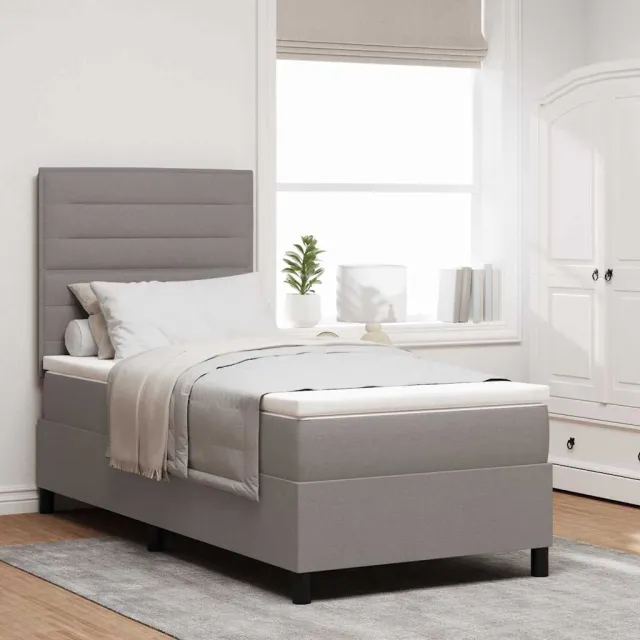 vidaXL Boxspring bed met LED-stripverlichting Taupe 80 x 200 cm Stof