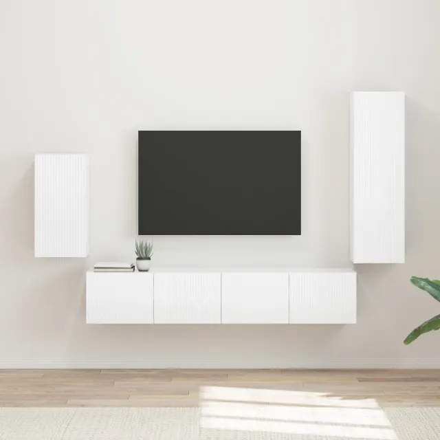 vidaXL Tv-meubelset 4 st 31 x 30 x 100 cm Hoogglans wit