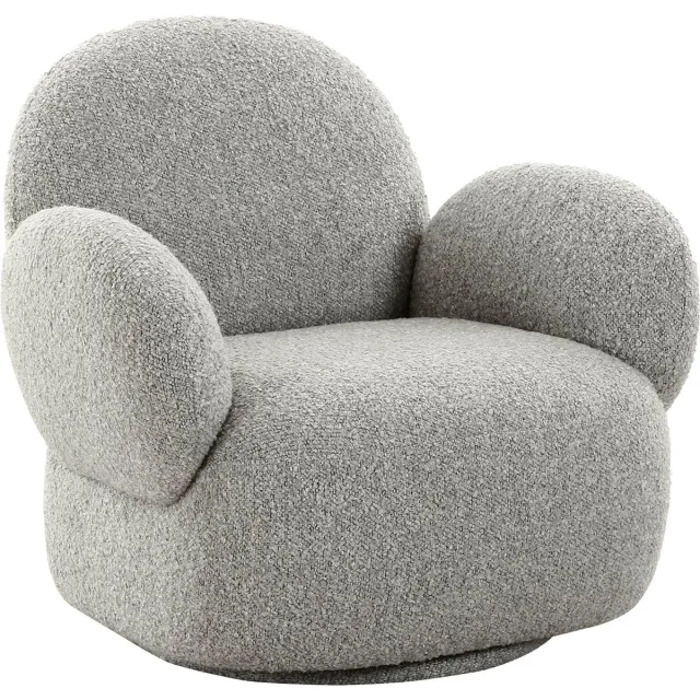 House Nordic Fauteuil Messina Draaibaar bouclé Lichtgrijs 87x85x81cm