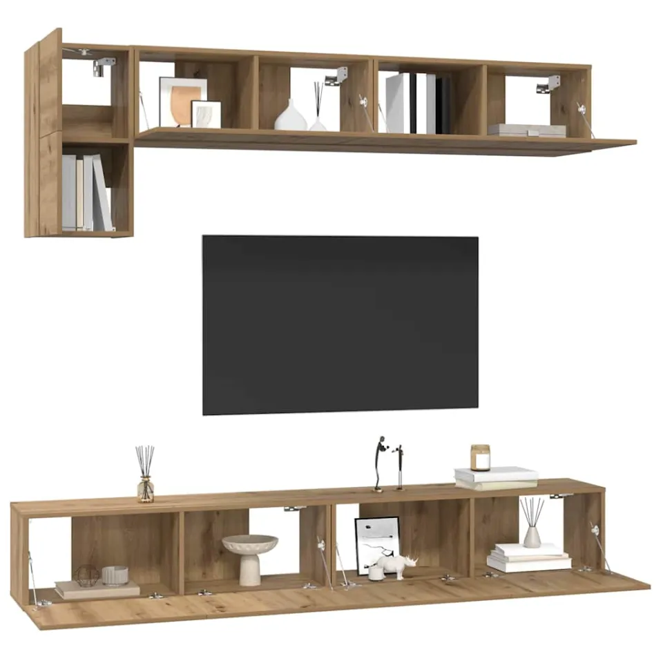 vidaXL Tv-meubelset 5 st 100 x 30 x 30 cm Artisan Eiken Bruin