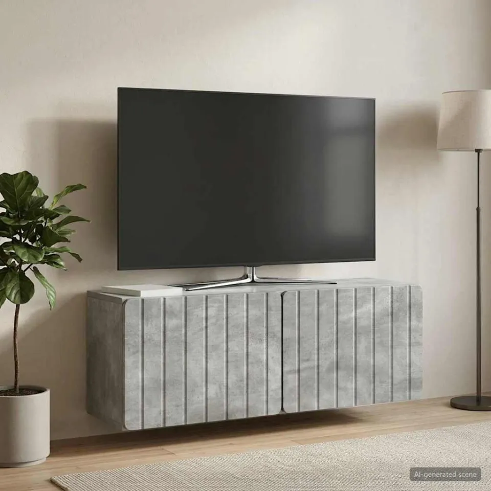 vidaXL Wandbeugel TV-kast 98 x 31 x 30 cm Betongrijs Bewerkt hout grijs, foto 4