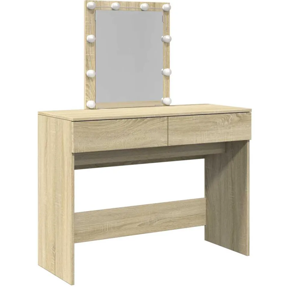 vidaXL Kaptafel met LED-verlichting 100x40x130 cm sonoma eikenkleurig Bruin