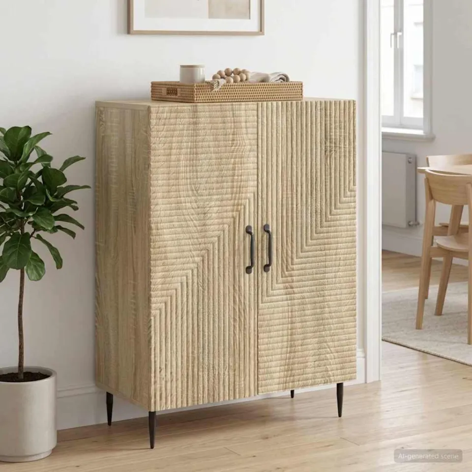 vidaXL Dressoir Sonoma Eiken 66 x 34,5 x 89,5 cm Bewerkt hout, foto 3