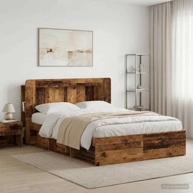 vidaXL Hoofdbordkast met opslag Oud hout Geconstrueerd hout Bruin