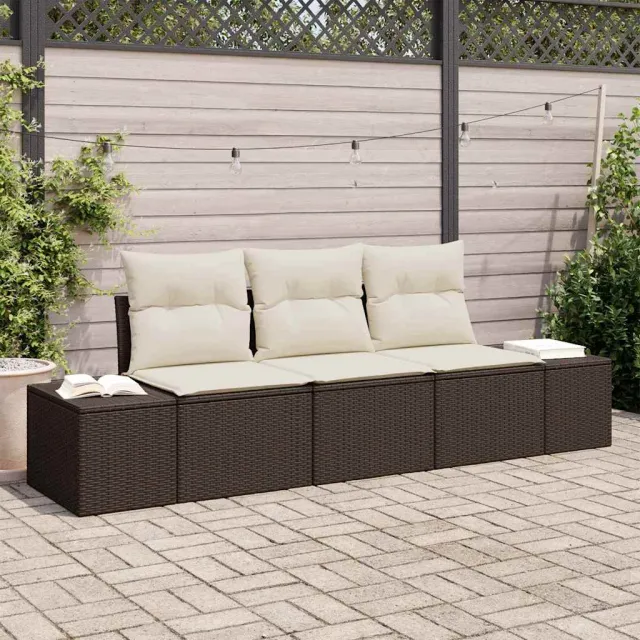 vidaXL Bankstel 3 st Bruin poly rattan, foto 2