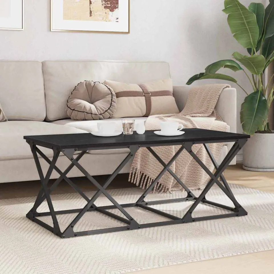 vidaXL Salontafel Zwart Eiken 100 x 49 x 40 cm Bewerkt hout, foto 3