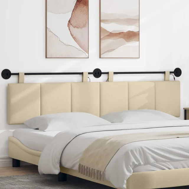 vidaXL Hangend hoofdbord Crèmekleurig Fluweel