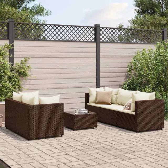 vidaXL 6-delige Loungeset met kussens poly rattan bruin, foto 2