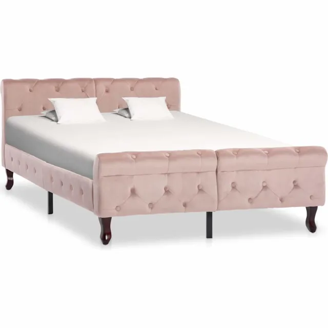 vidaXL Bedframe fluweel roze 120x200 cm