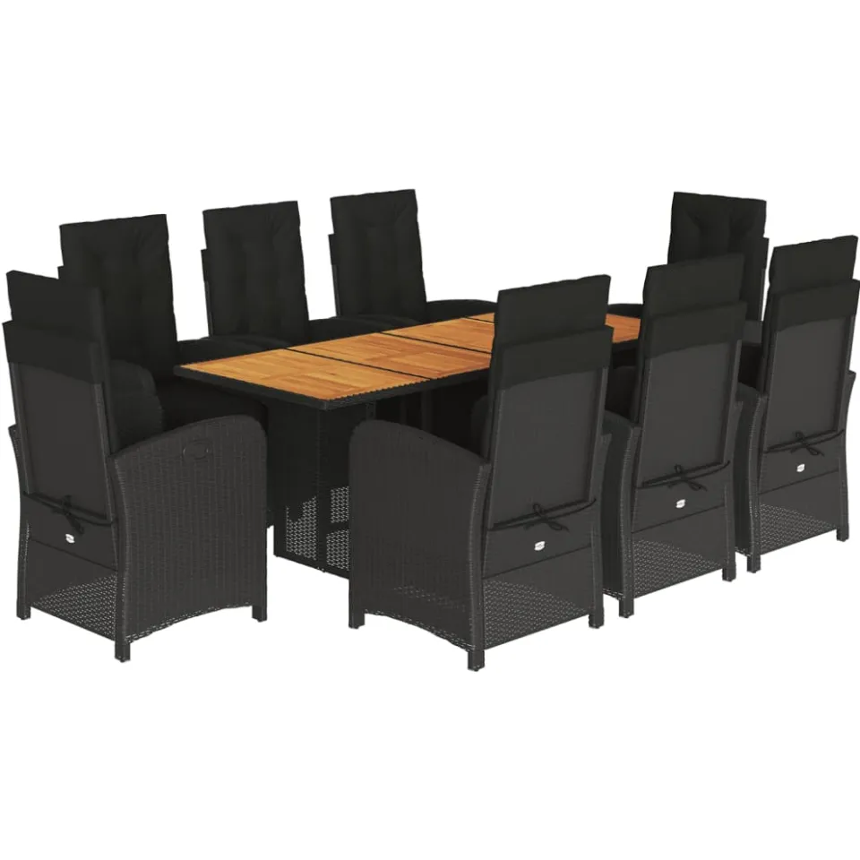 vidaXL 9-delige Tuinset poly rattan zwart, foto 3