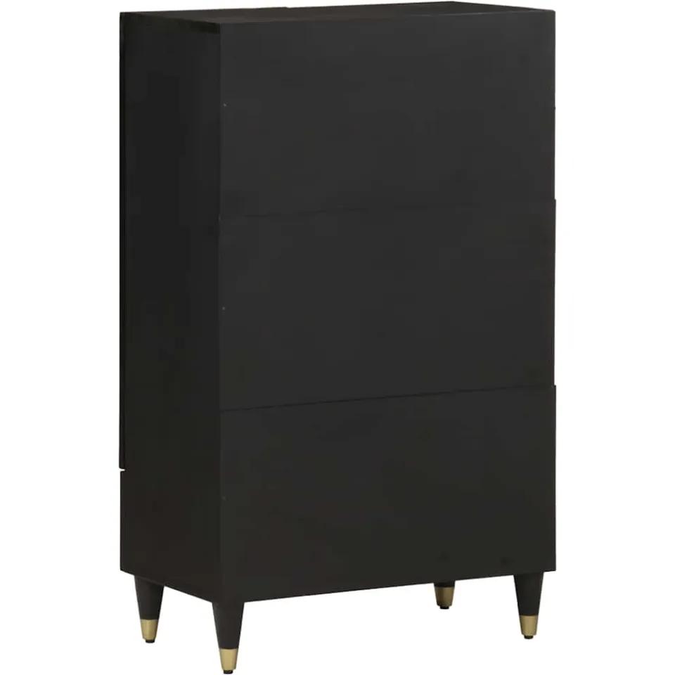 vidaXL Hoge kast 60x33x100 cm massief mangohout zwart, foto 4