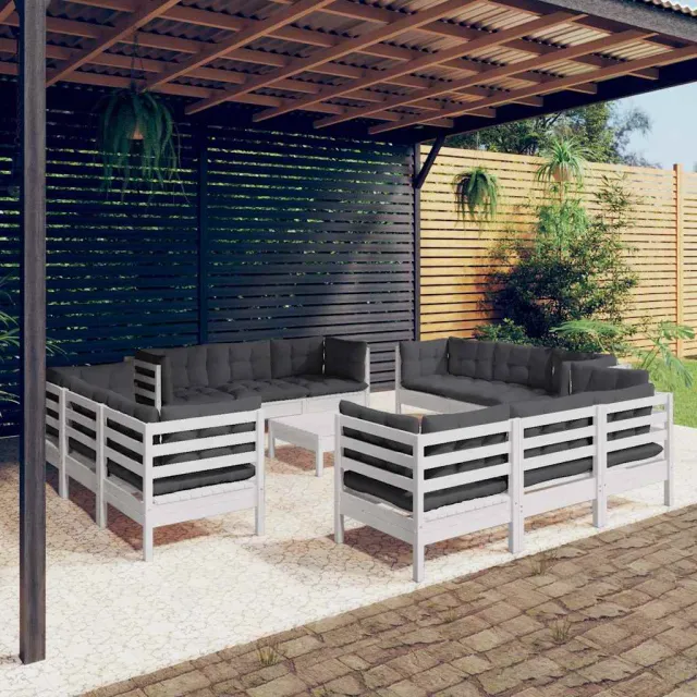 vidaXL 13-delige Loungeset met antracietkleurige kussens grenenhout, foto 2