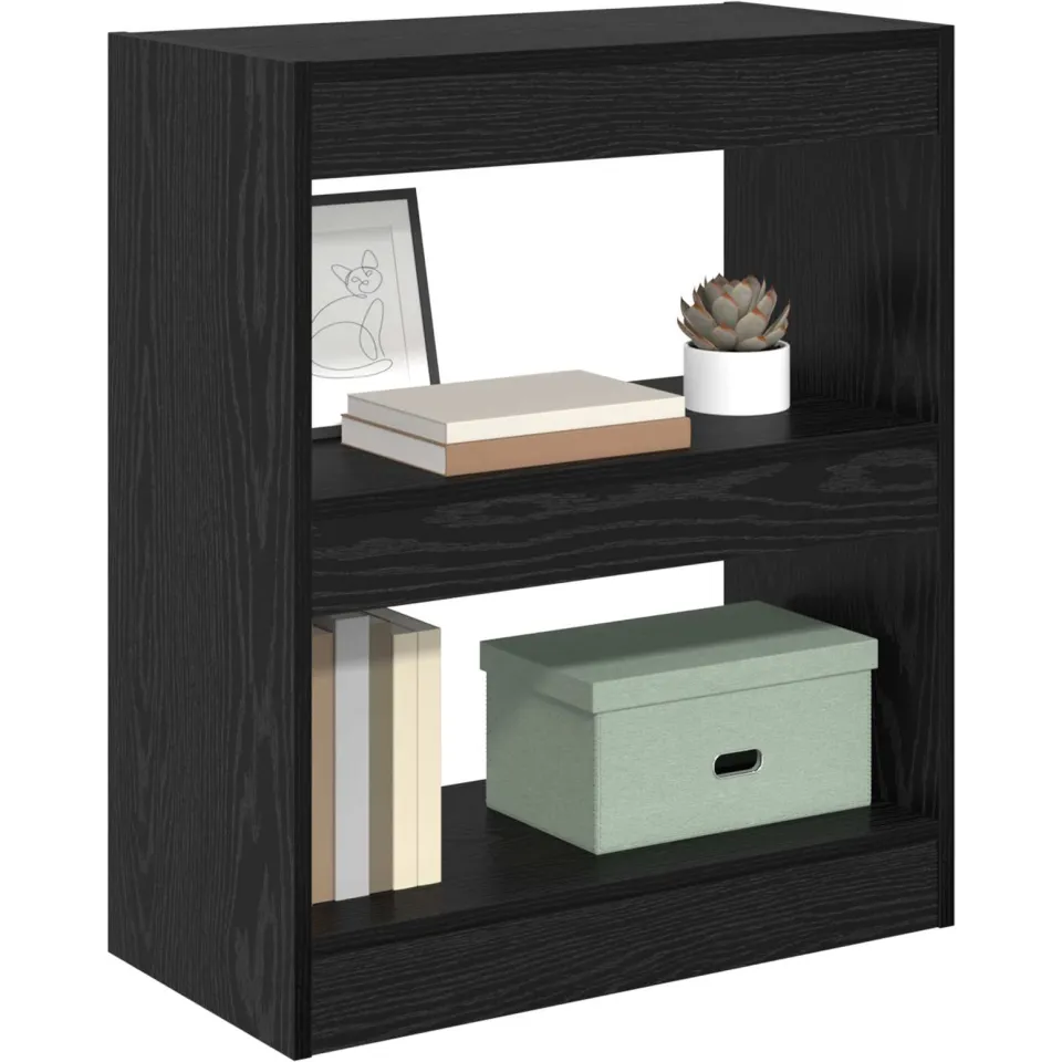 vidaXL Boekenkast 2-laags 60 x 30 x 72 cm Bewerkt hout Zwart Eiken