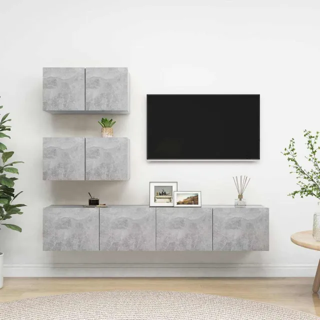 vidaXL 4-delige Tv-meubelset bewerkt hout betongrijs grijs, foto 2