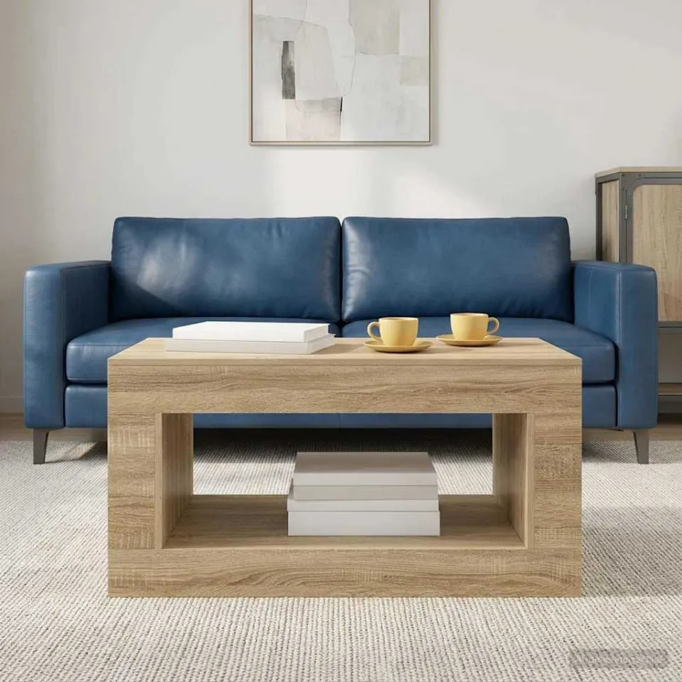 vidaXL Salontafel Sonoma Eiken 99.5 x 50 x 50 cm Bewerkt hout, foto 4