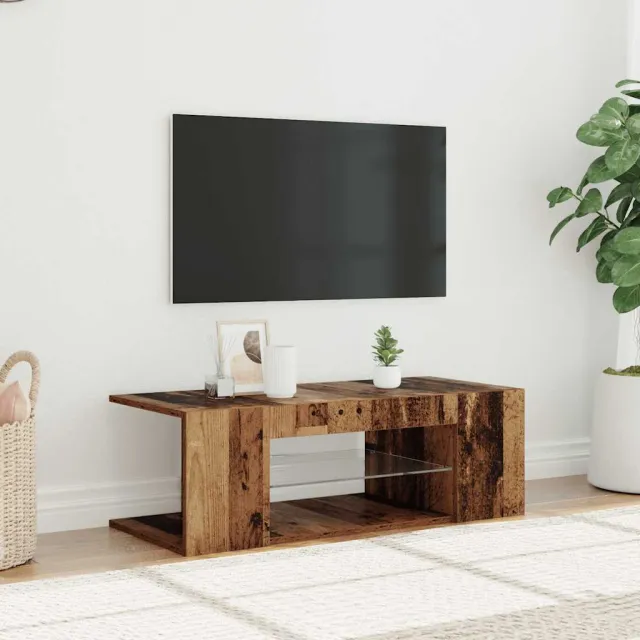 vidaXL Tv-meubel met LED 90x39x30 cm bewerkt hout oud hout Bruin