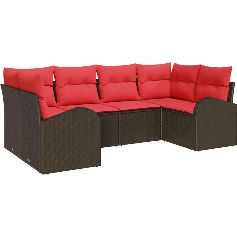 vidaXL Tuin Sofa Set 6 st 6-zits Bruin poly rattan, foto 4