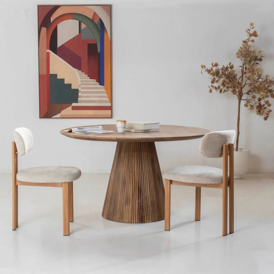 Giga Meubel Eettafel Salvador - Naturel Hout - 130x130x76cm, foto 3