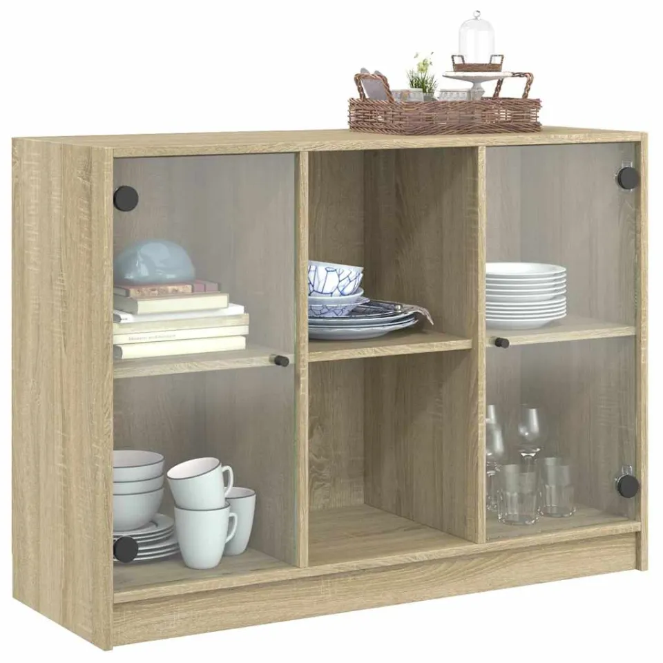 vidaXL Dressoir 102x37x75,5 cm bewerkt hout sonoma eikenkleurig, foto 4