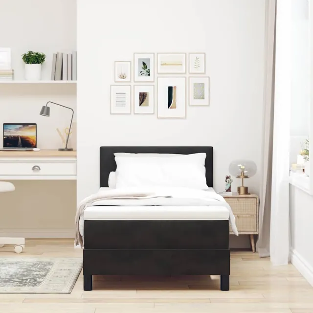 vidaXL Boxspringbed met hoofdeinde Zwart 90 x 200 cm Fluweel