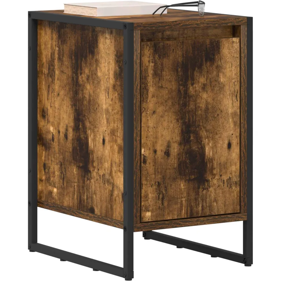 vidaXL Nachtkastje 2 st Gerookt eiken 39,5 x 30 x 50 cm Bewerkt hout, foto 3