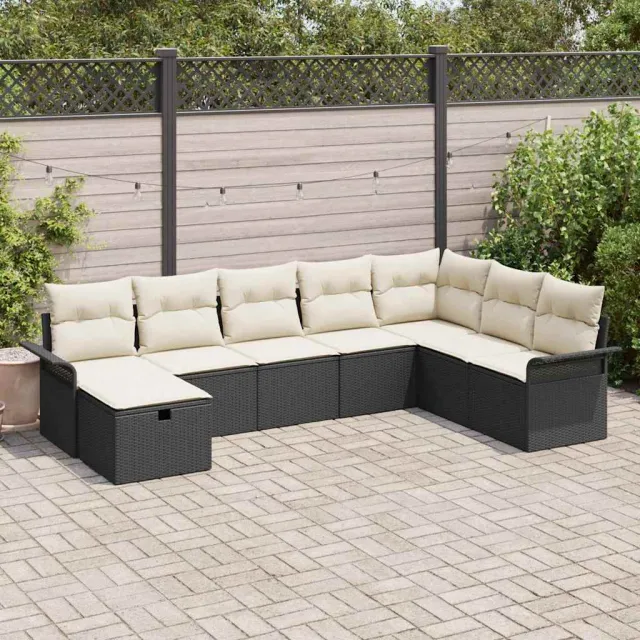 vidaXL Tuin Sofa Set 8 st Poly riet zwart, foto 2