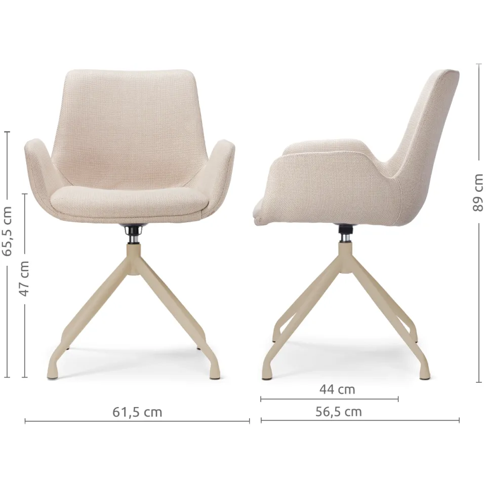 Nolon Nola-Eef draaibare eetkamerstoel beige - beige onderstel, foto 2