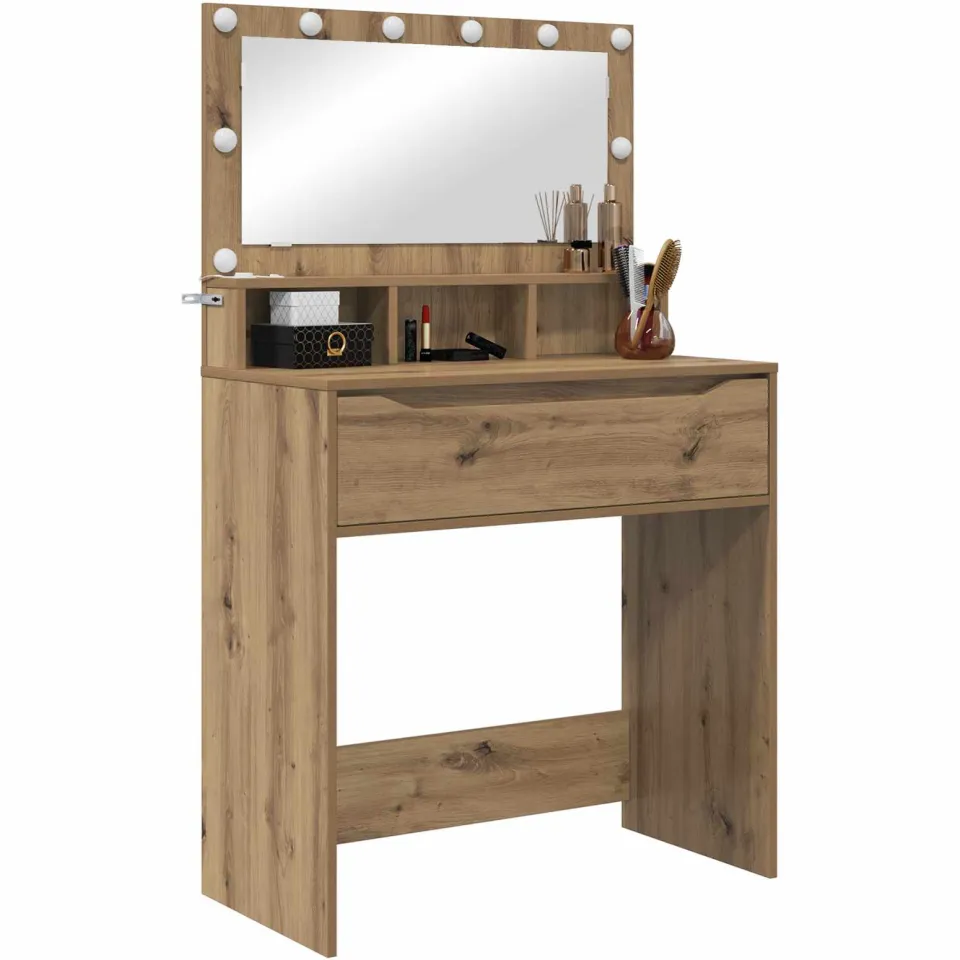 vidaXL Slaapkamer Kaptafels Artisanaal eiken 80 x 39,5 x 135 cm Bruin