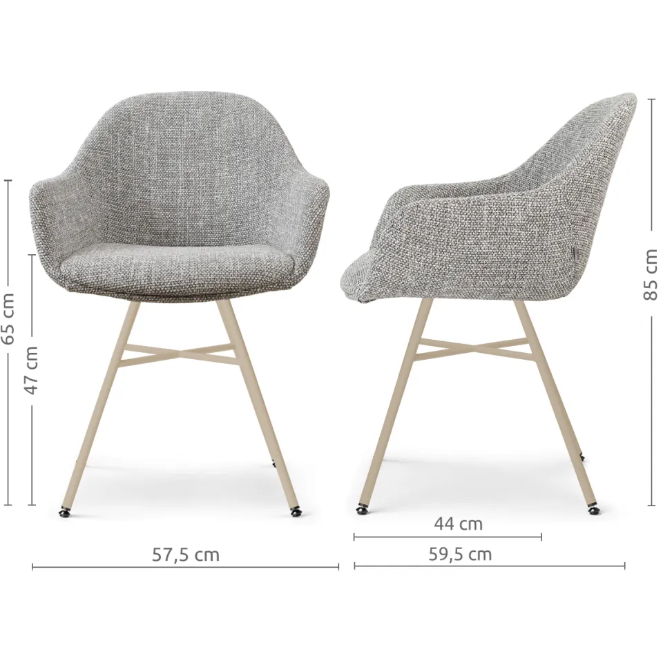 Nolon Noa-Mae eetkamerstoel grijs blend - beige onderstel, foto 2