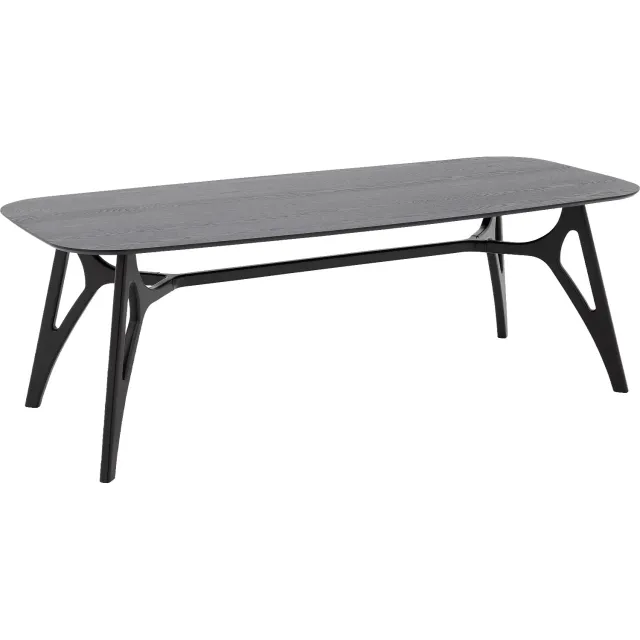 Goossens Eettafel Trani - 220 x 75 x 90 - Essenhout - zwart - rechthoekig - 8 personen essen fineer zwart gelakt