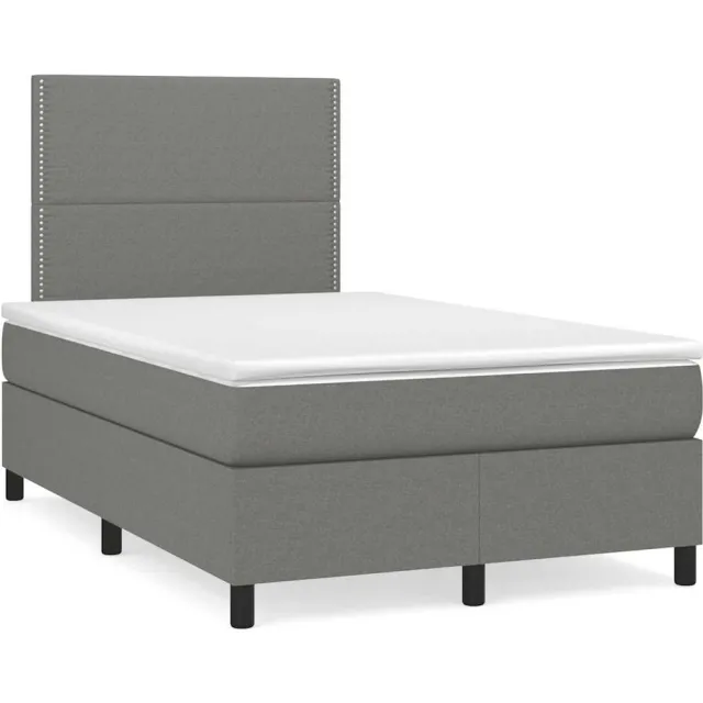 vidaXL Boxspring met matras en LED stof donkergrijs 120x190 cm grijs