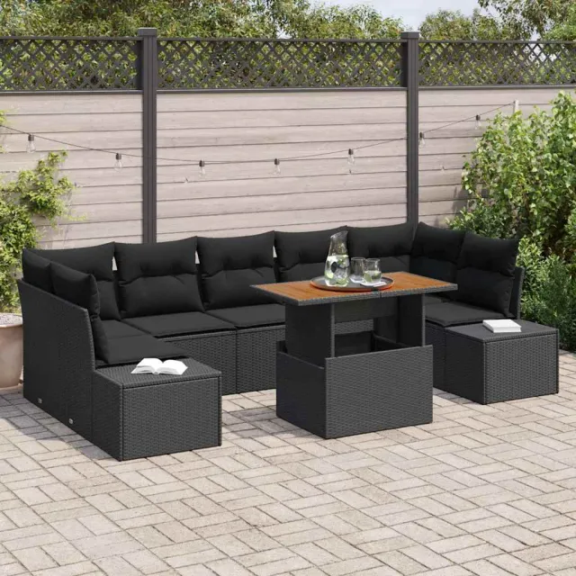 vidaXL Tuin Sofa Set 8 st Zwart Poly riet, foto 2