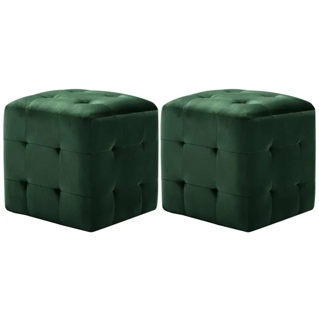 vidaXL Poef 2 st 30x30x30 cm fluweel groen