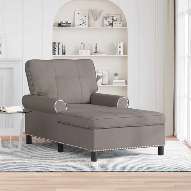 vidaXL Chaise Lounge Taupe Stof 91 x 157 x 91 cm, foto 2