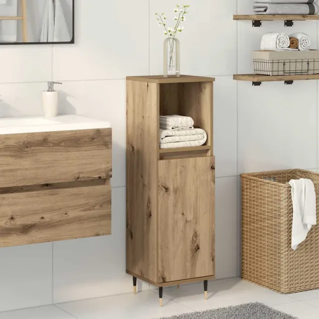 vidaXL Badkamerkast 30x30x100 cm bewerkt hout artisanaal eikenkleurig, foto 2