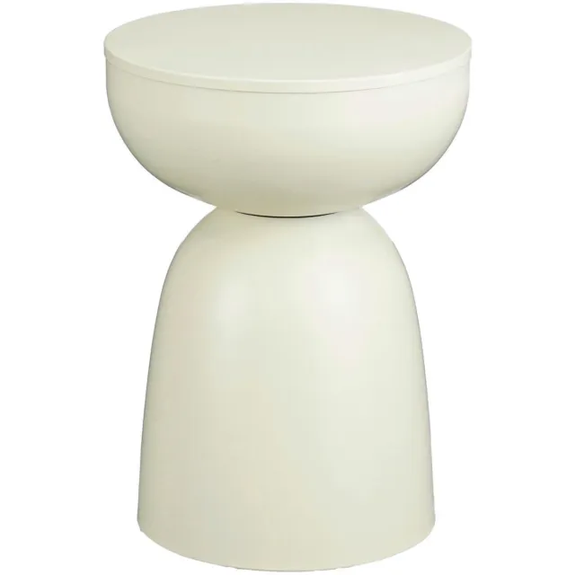 Mica Decorations Elliot Salontafel - Nachtkastje in Strak Design - Bijzettafel voor Bloemen en Planten - Rond Tafeltje voor Kleine Ruimtes - H45 x Ø32 cm - Off-white Gebroken wit