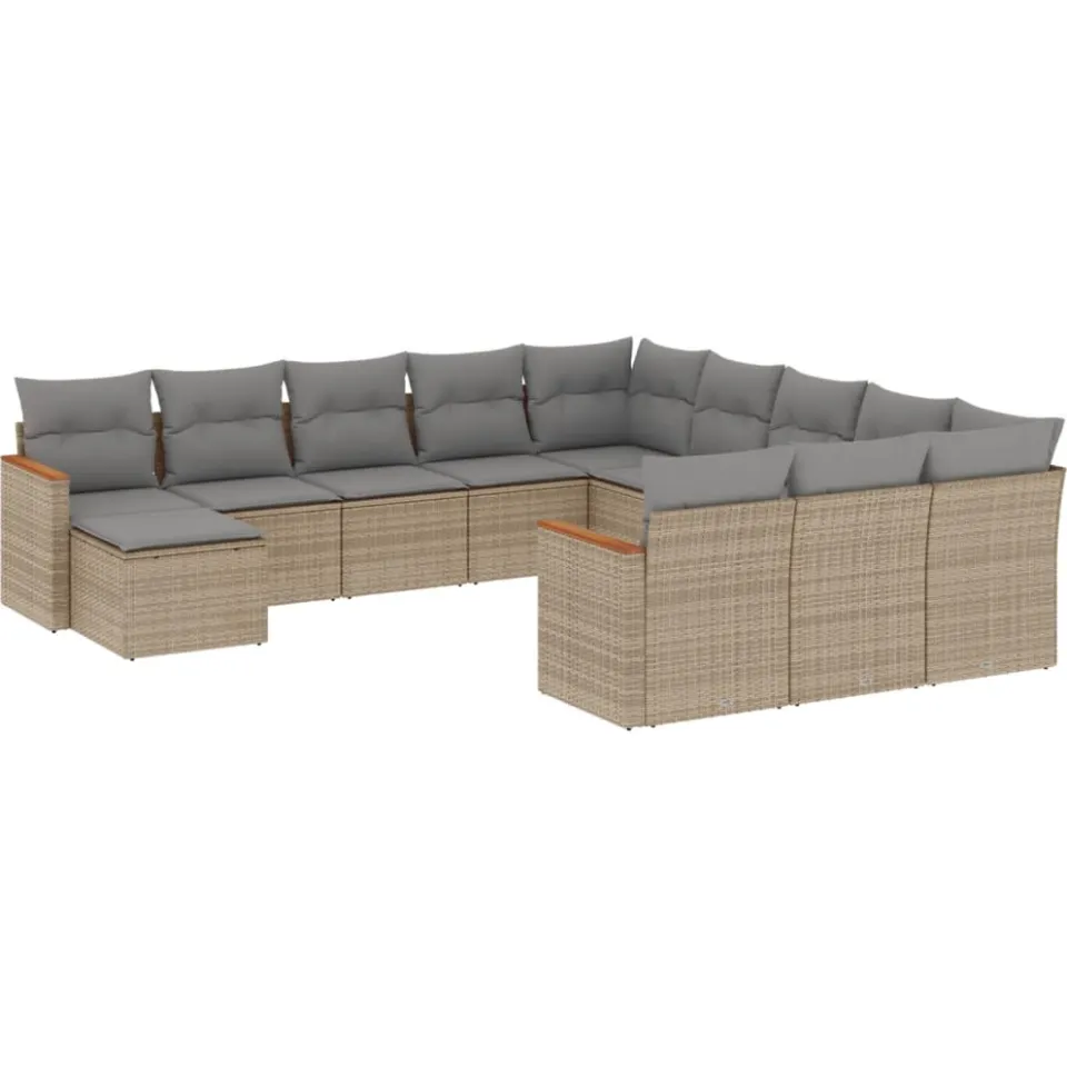 vidaXL Patio Sofa Set 12-zits Beige en Grijs, foto 3
