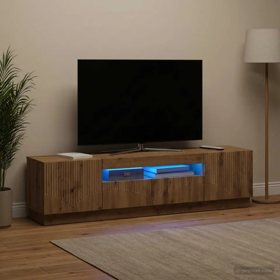 vidaXL LED tv-meubel Artisanaal eiken Bewerkt hout, foto 4