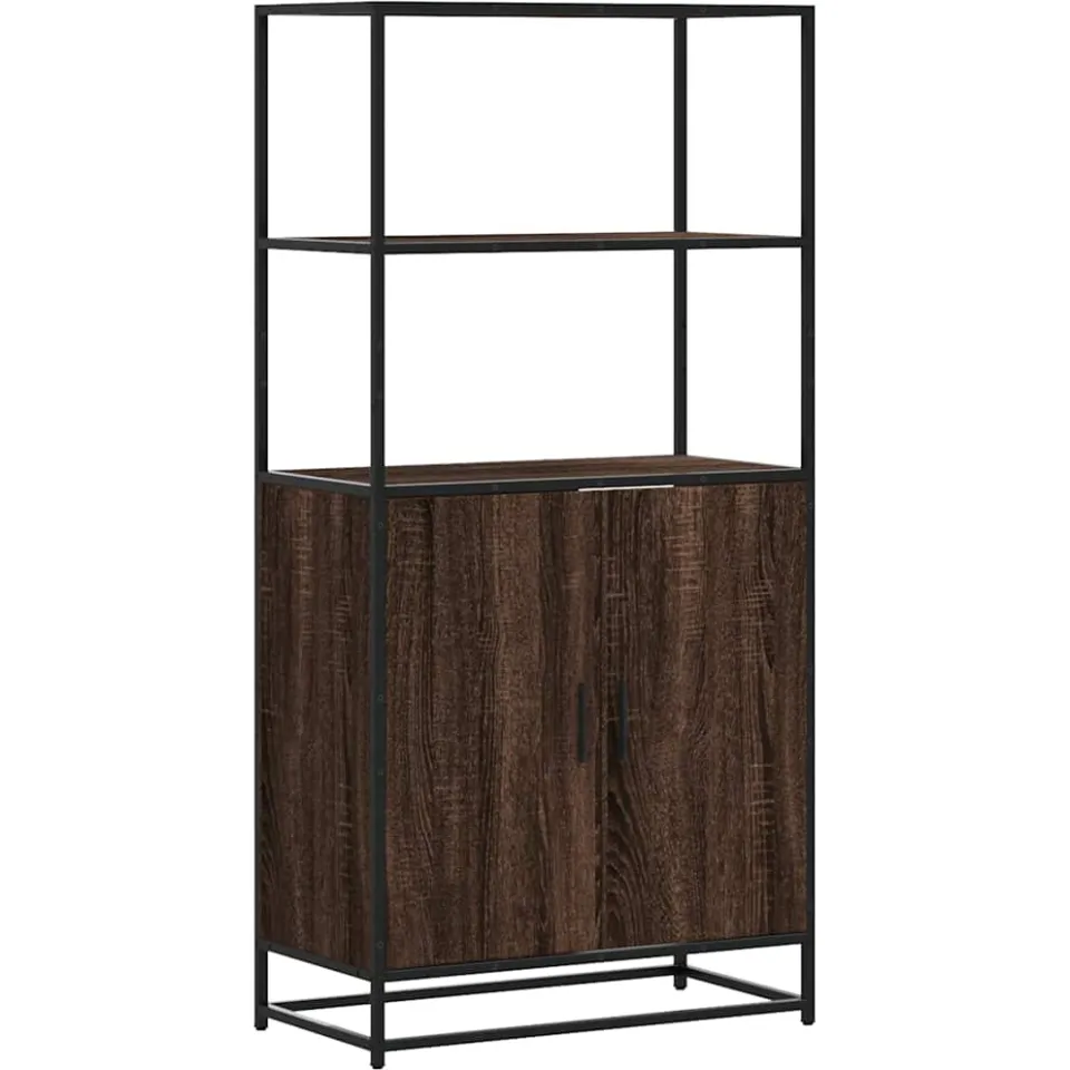 vidaXL Hoge kast 68x35x139 cm bewerkt hout en metaal bruin eikenkleur, foto 3