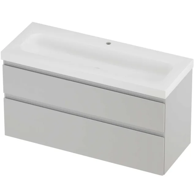 Proline Haga Badmeubelset Polystone Mezza 1 Kraangat Asymmetrisch 120x46x66 cm Mat White Glans Wit
