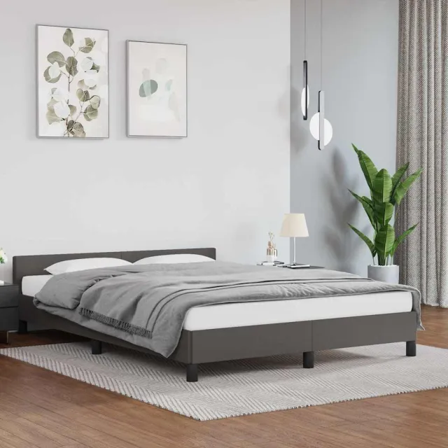 vidaXL Bedframe met hoofdeinde zonder matras 140x200 cm grijs