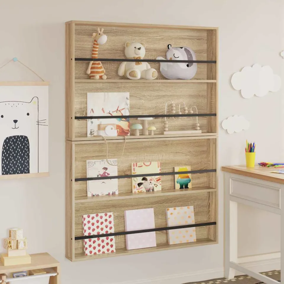vidaXL Tijdschrift Rek 2 st Sonoma Eiken 100 x 12 x 70 cm Bewerkt hout, foto 4