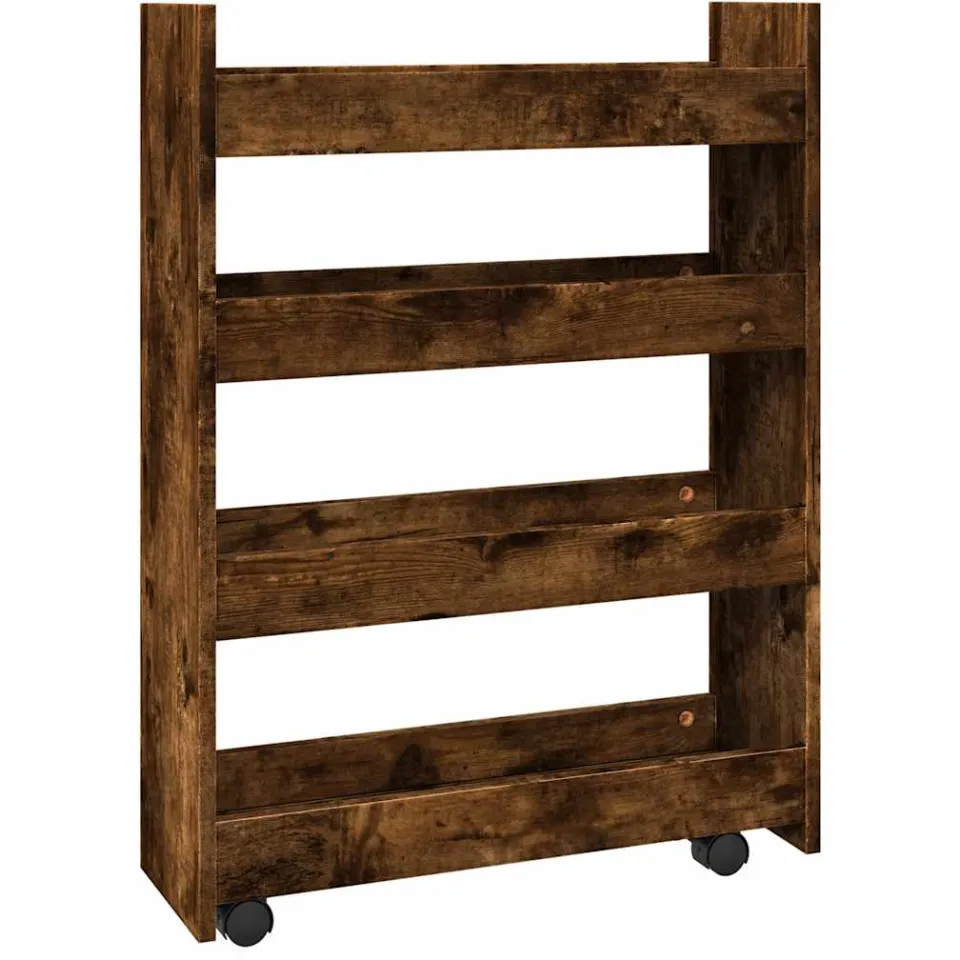 vidaXL Opbergtrolley smal 4-laags bewerkt hout gerookt eikenkleurig, foto 3