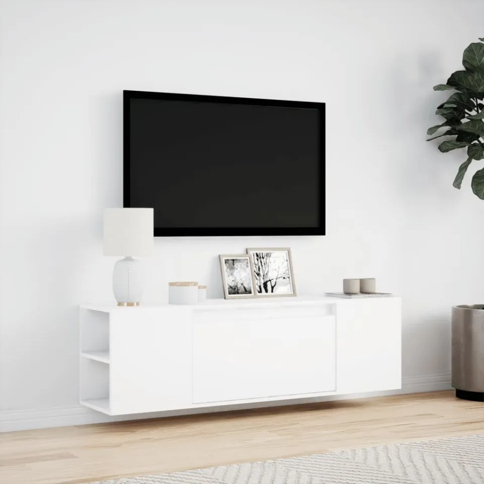vidaXL Tv-wandmeubel met LED-verlichting 135x31x39,5 cm wit, foto 2