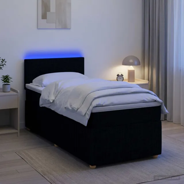 vidaXL Boxspringbed met matras met hoofdeinde Zwart 90 x 200 cm Stof