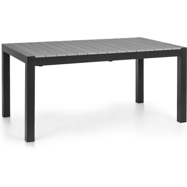 Blumfeldt Menorca Expand - Tuintafel, uitschuifbaar, uittrekbaar, aluminium / kunststof houtimitatie, poedercoating, verstelbare poten, tafelblad max.: 213 x 95 cm, donker / antraciet Grijs