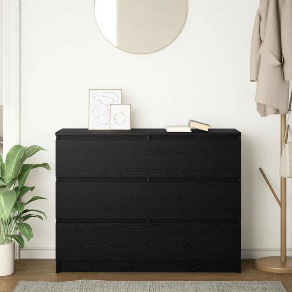 vidaXL Dressoir 100x35x76 cm spaanplaat zwart eikenkleurig, foto 3