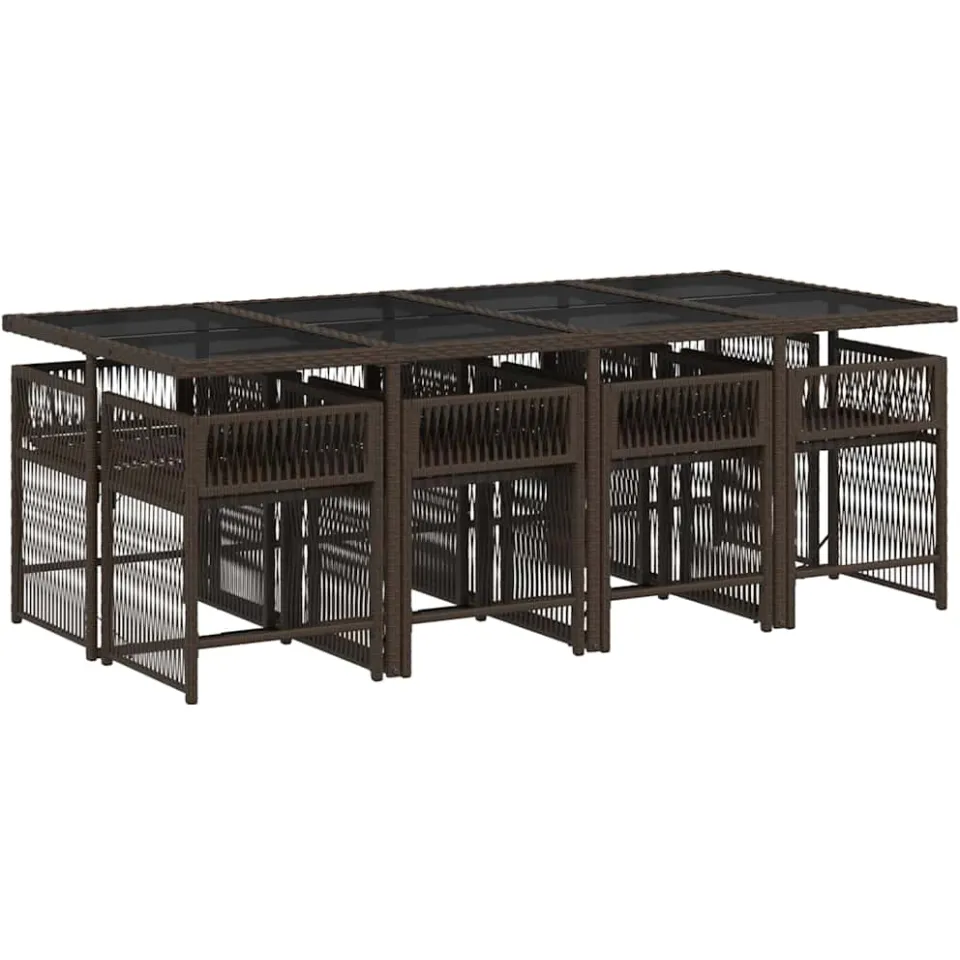vidaXL 9-delige Tuinset met kussens poly rattan bruin, foto 4