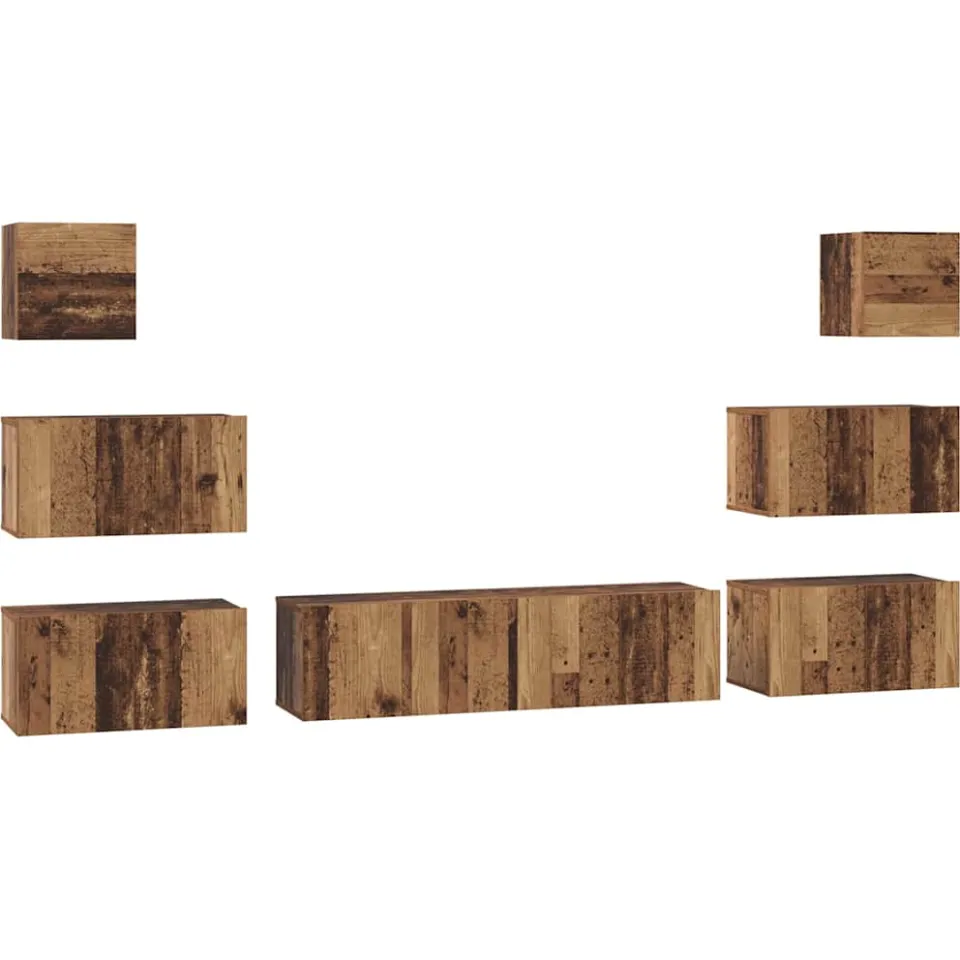 vidaXL Tv-meubelset 8 st 60 x 30 x 30 cm Oud Hout bruin, foto 3