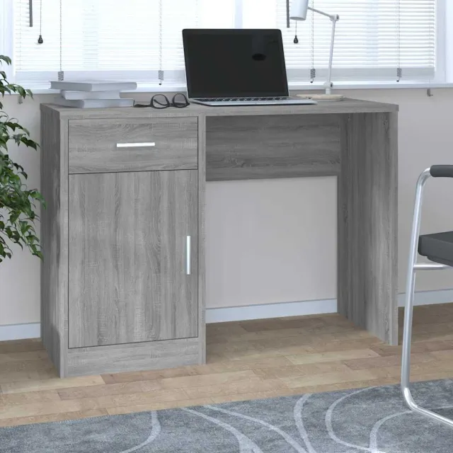 vidaXL Bureau met kast en lade 100x40x73 cm bewerkt hout grijs sonoma, foto 2